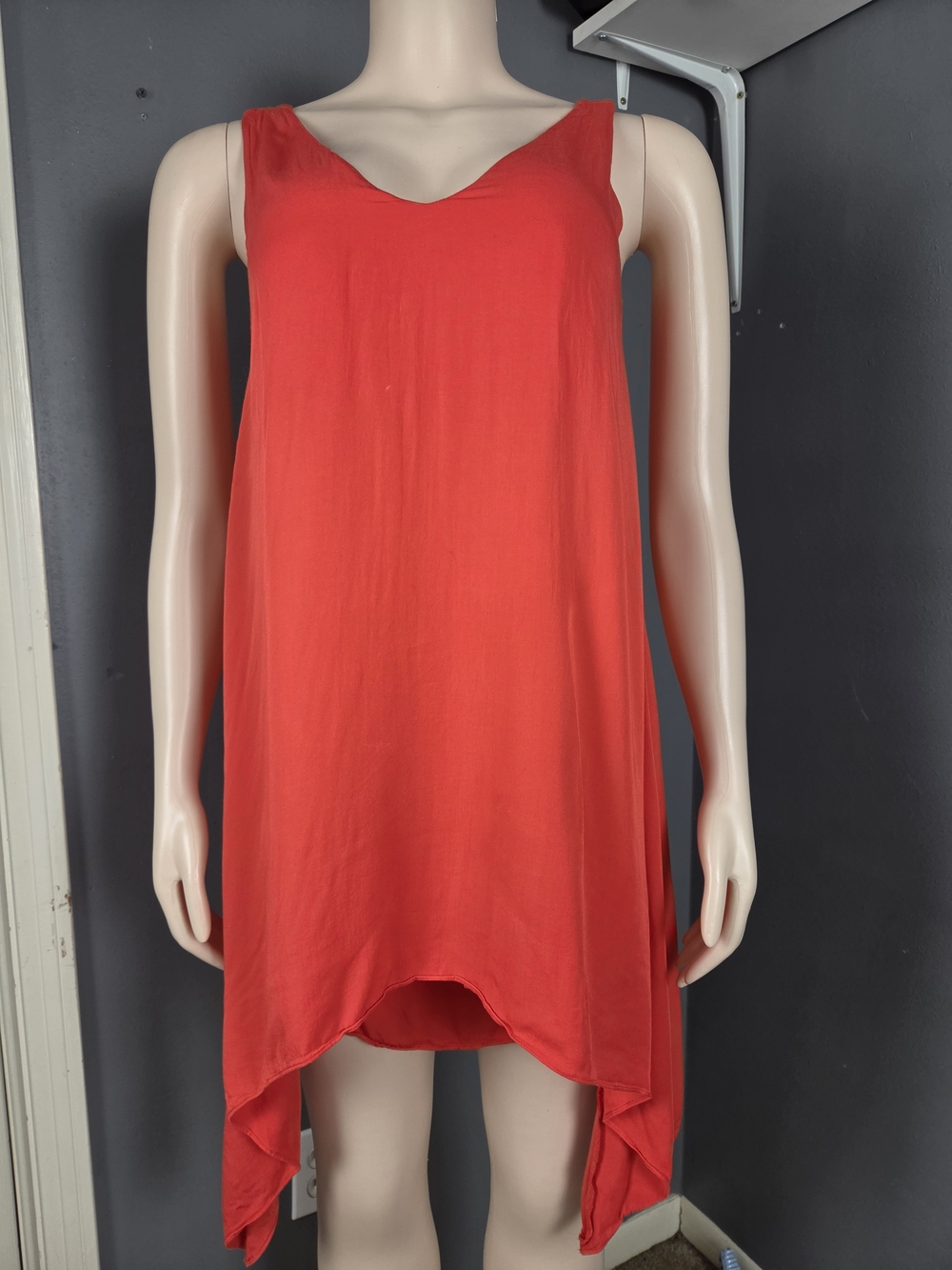 Gianni Bini Bright Coral Asymmetrical V-Neck Tank